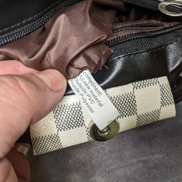 HCC White Black Checkered Mini Hand Bag with Clamshell Tag Bag - Picture 6 of 8